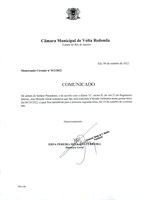 COMUNICADO - Transfere Sessão Ordinária para 10/10/2022