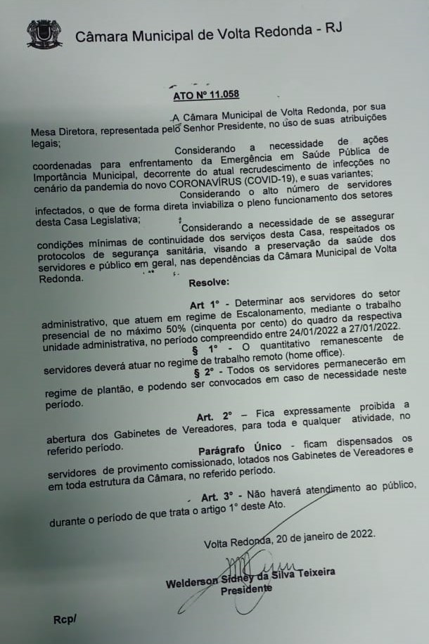 Ato 11.058 - 24 de janeiro