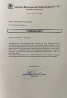COMUNICADO EXCEPCIONAL, EM VIRTUDE DE LUTO DECRETADO NO MUNICÍPIO.