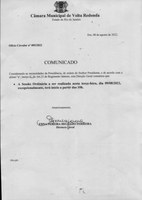 Comunicado Sessão Ordinária - Horário Excepcional