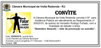 Audiência Pública- Com a finalidade de debater o tema Setembro Amarelo- mês de prevenção ao suicídio.