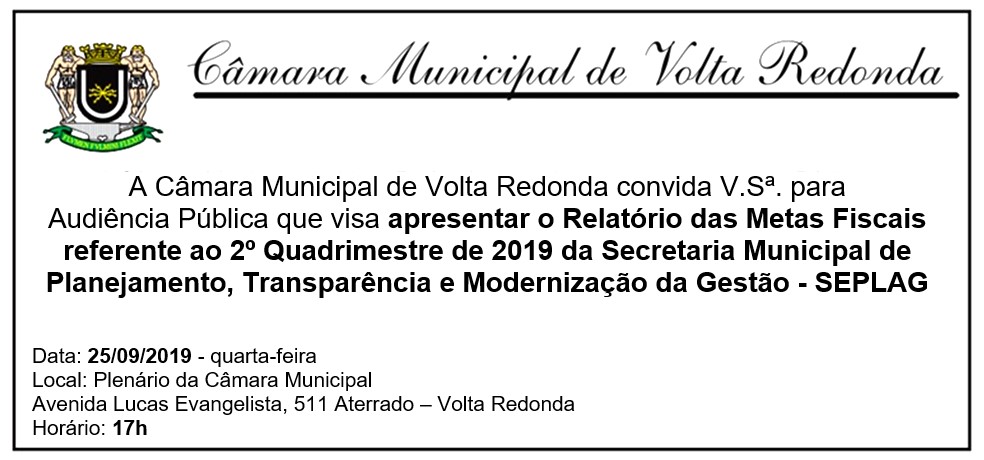 Audiência Pública da Secretaria Municipal de Planejamento, Transparência e Modernização da Gestão- SEPLAG.