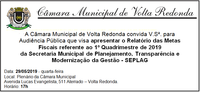 Convite - Audiência Pública - Relatório das Metas Fiscais 