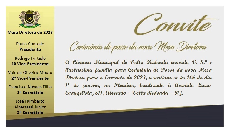 Convite cerimônia de posse da nova Mesa Diretora