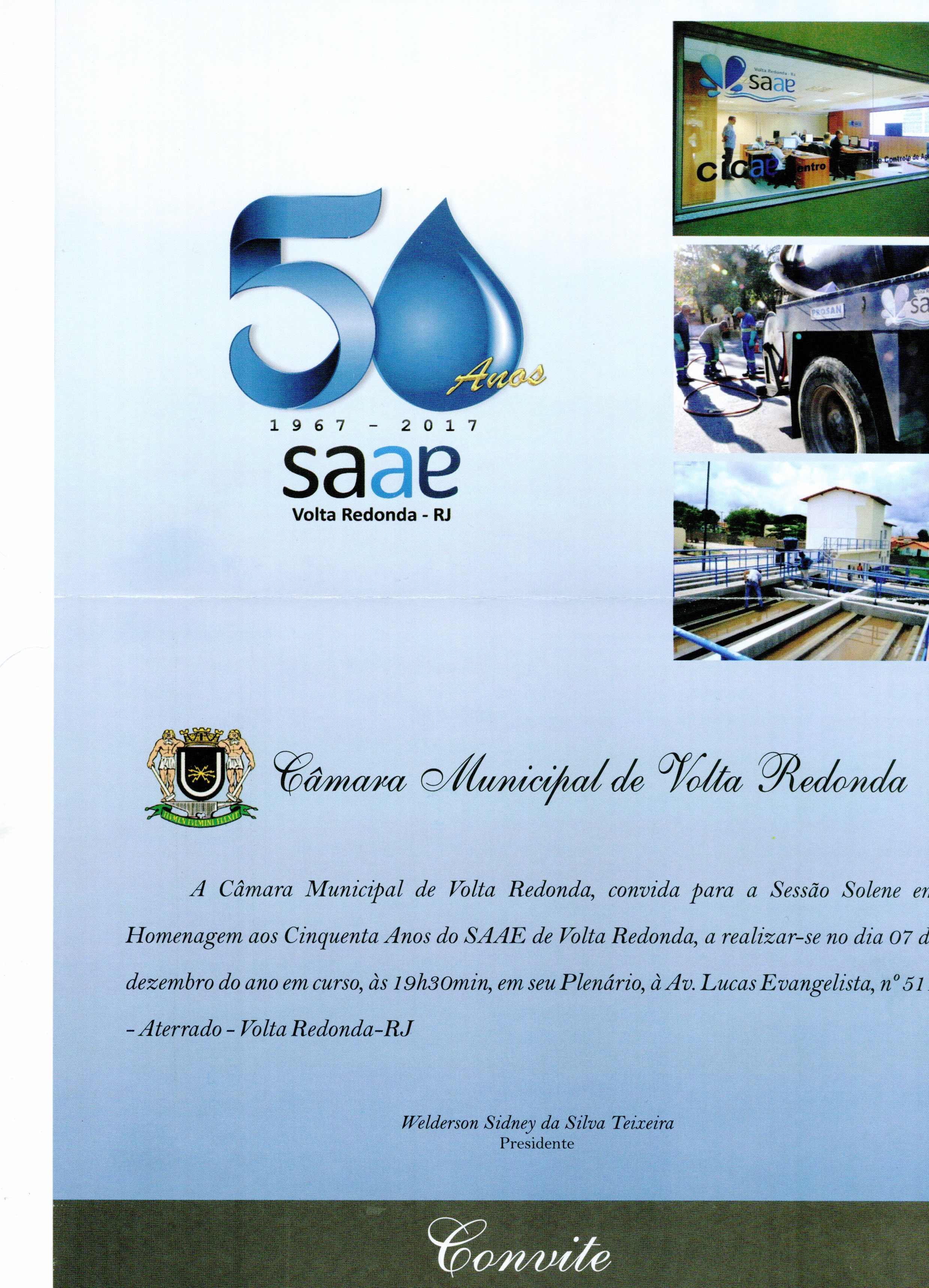 Convite Sessão Solene 50 anos SAAE
