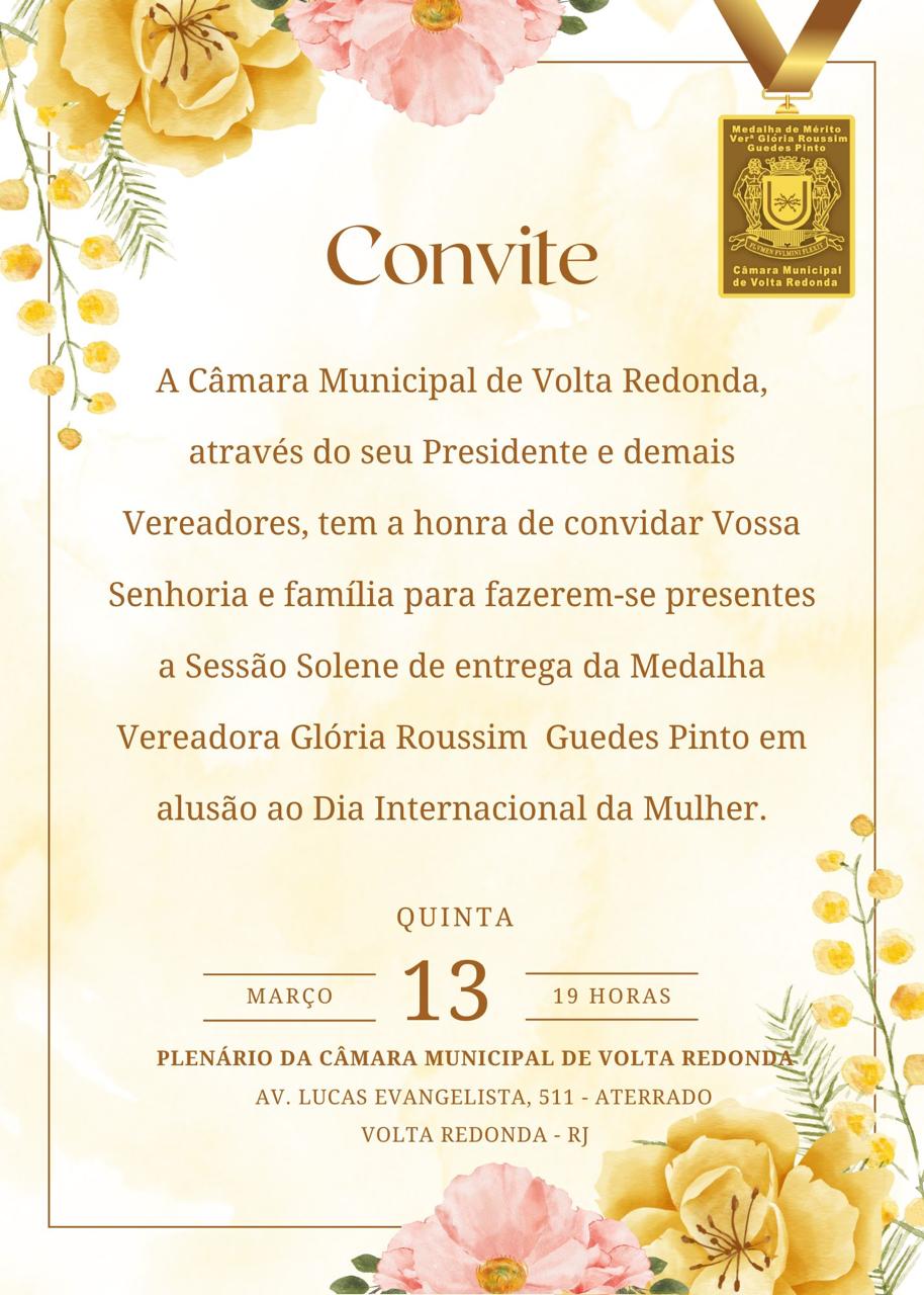 Convite - Sessão Solene - Dia Internacional da Mulher
