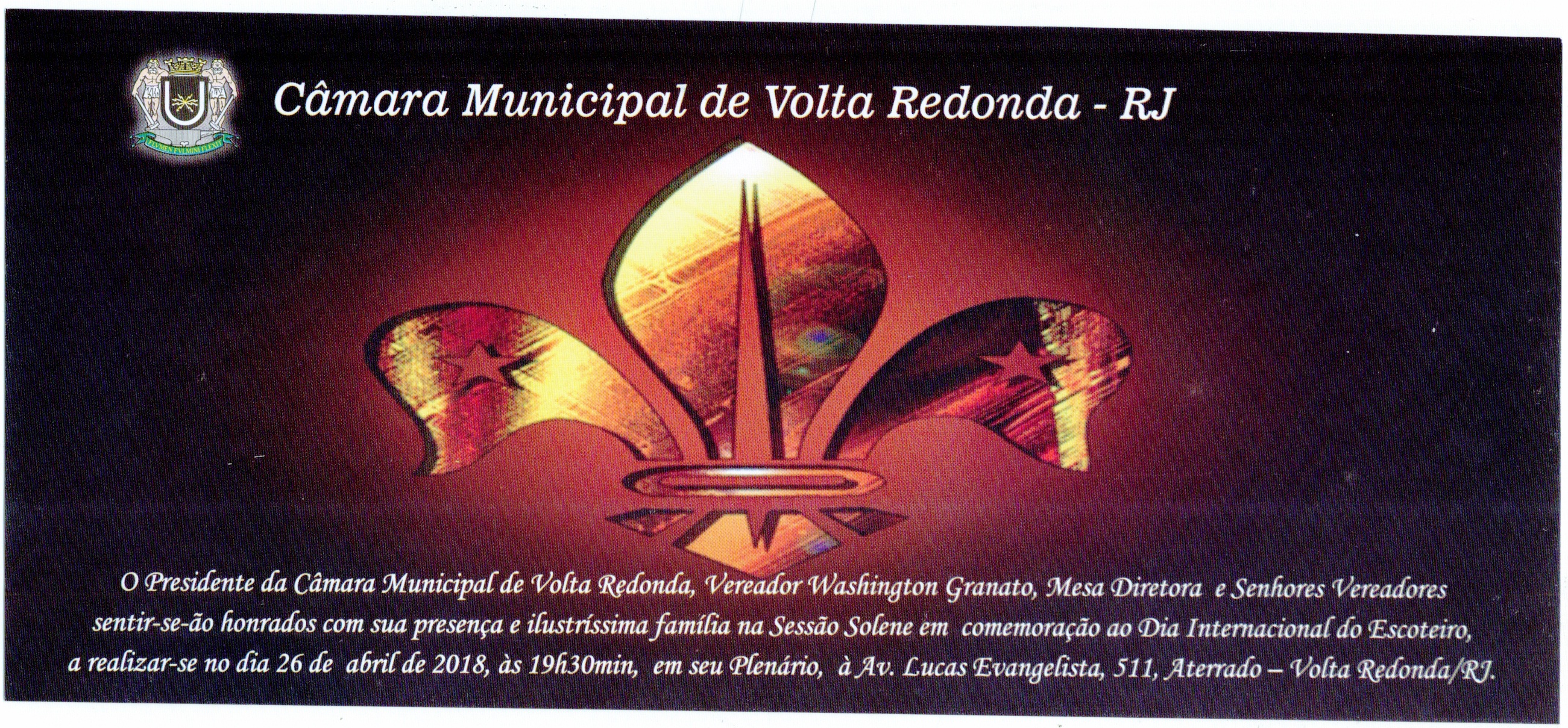 Convite Sessão Solene Dia Internacional do Escoteiro