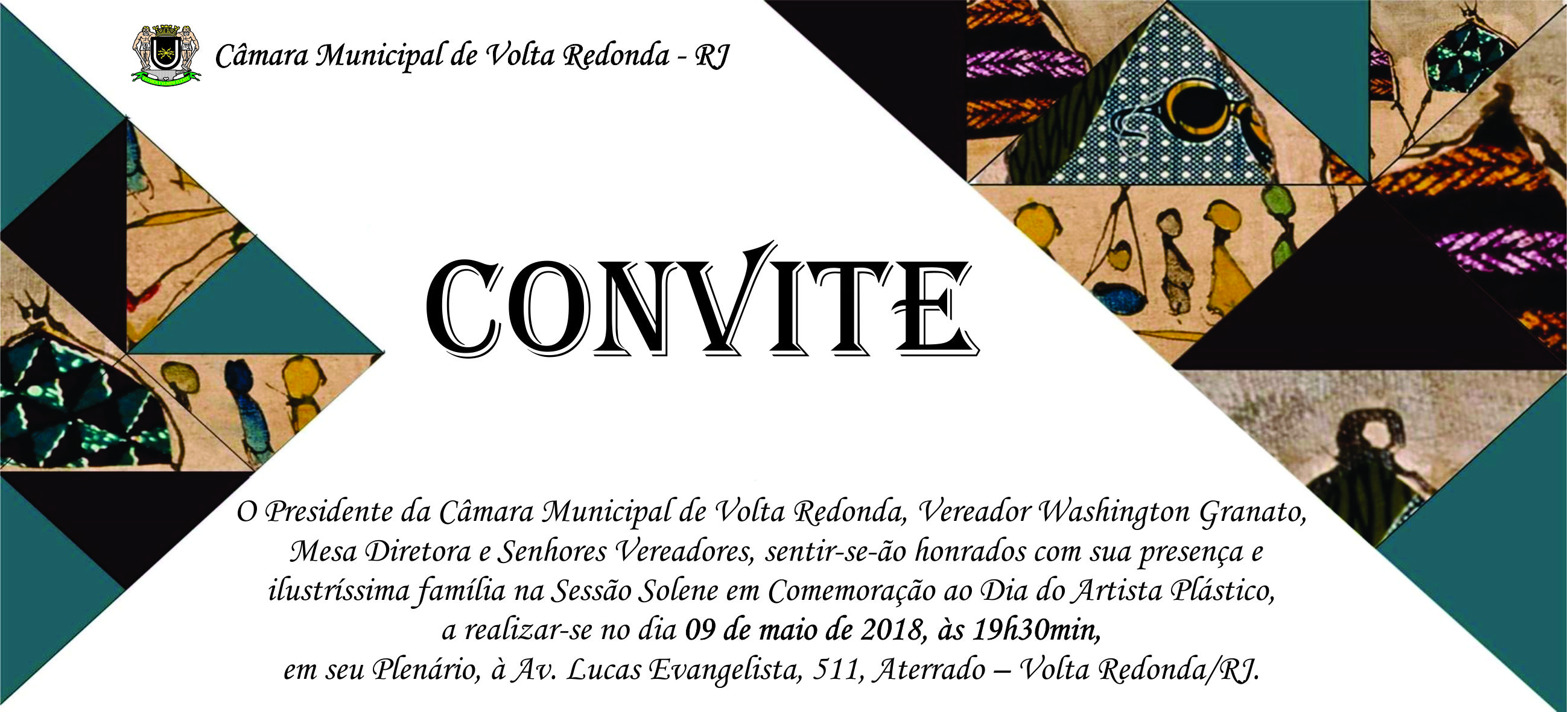 Convite Sessão Solene em comemoração ao Dia do Artista Plástico