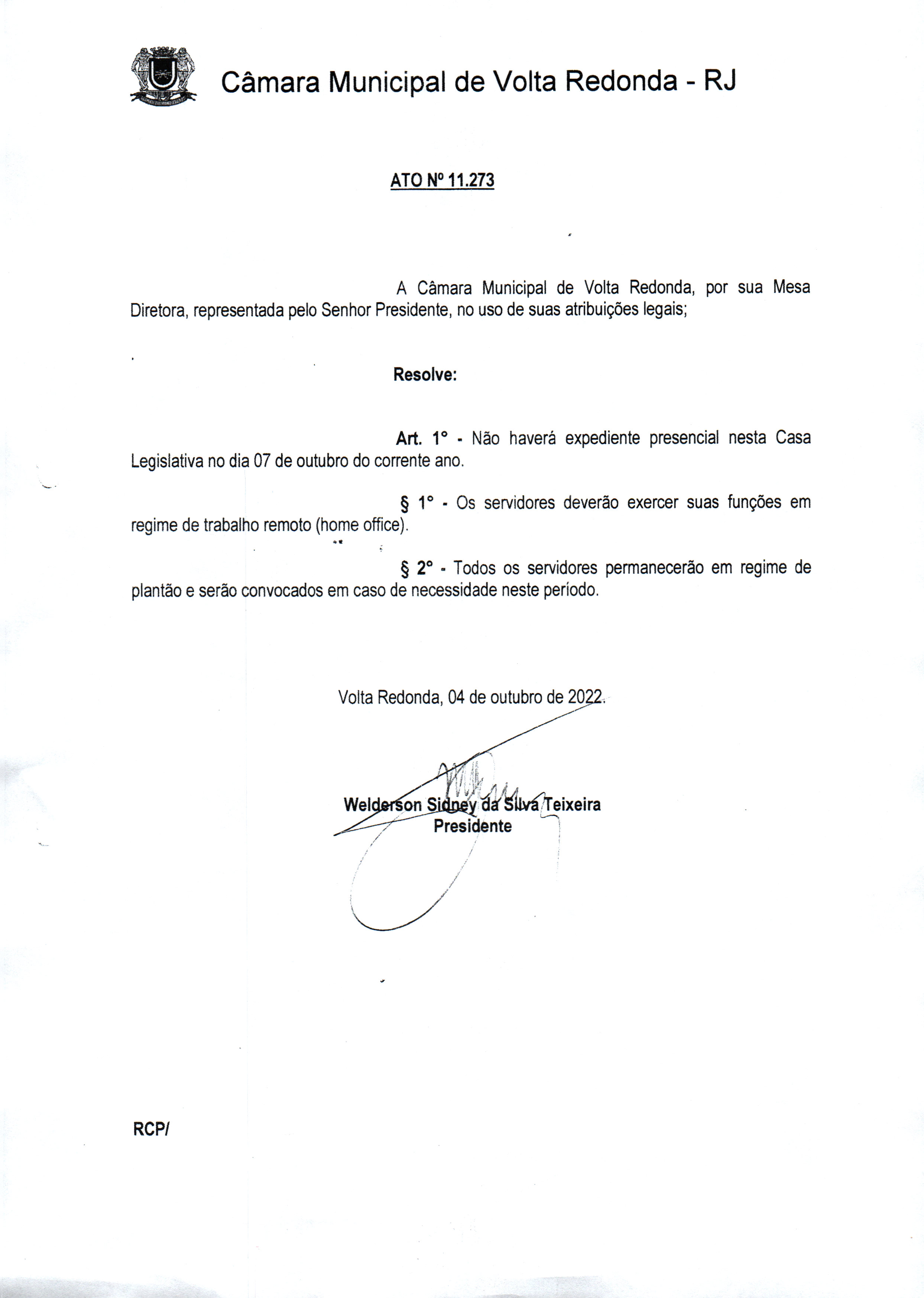 Informa sobre expediente nesta Casa Legislativa no dia 07/10/2022