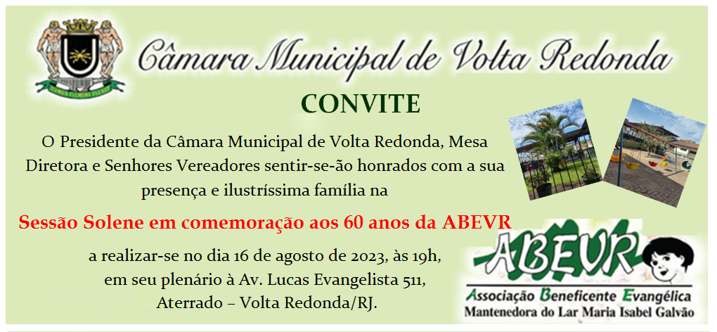 Sessão Solene em comemoração aos 60 anos da ABEVR